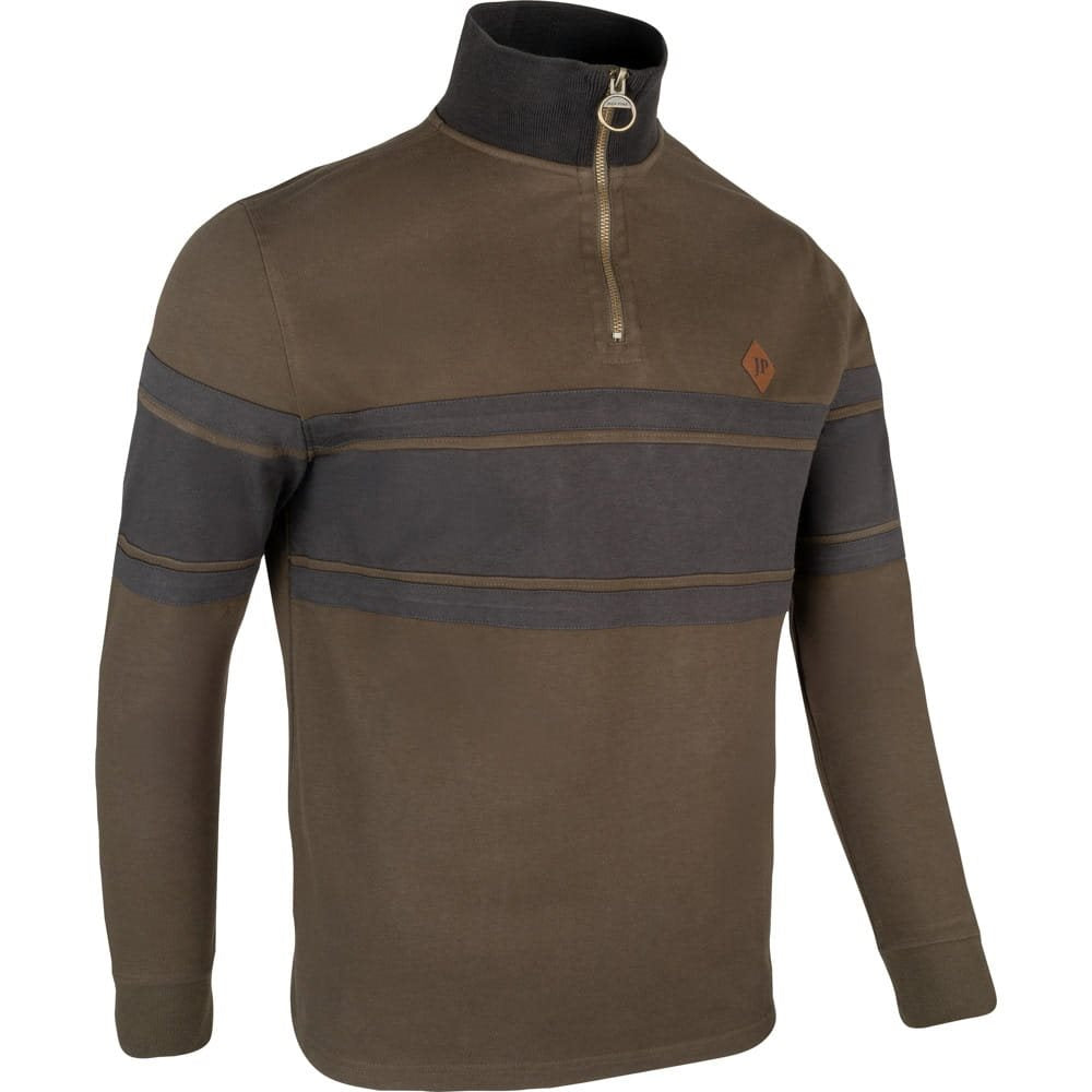 Sudadera half-zip verde con panel de contraste y puños elásticos