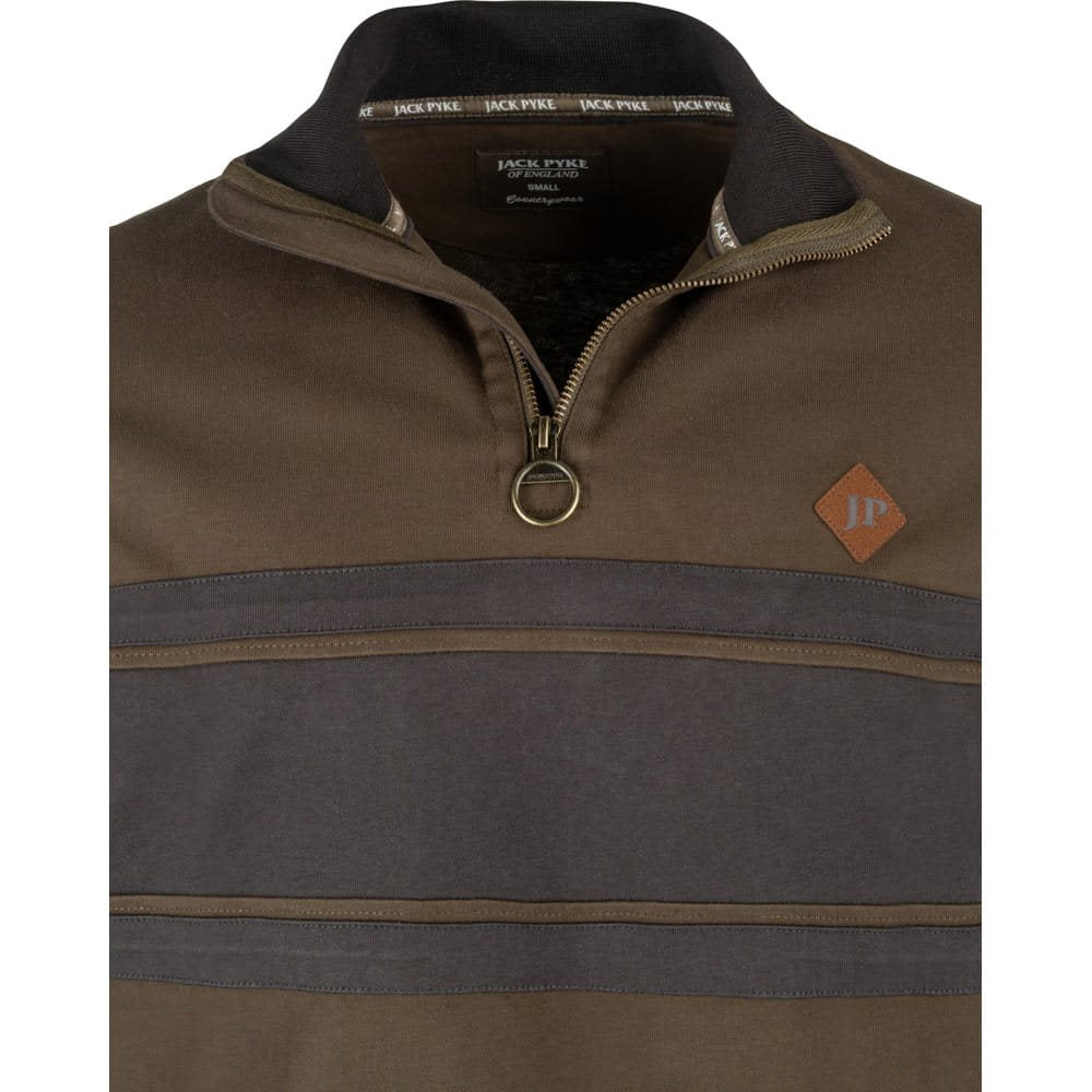 Sudadera half-zip verde con panel de contraste y puños elásticos