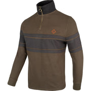 Sudadera half-zip verde con panel de contraste y puños elásticos
