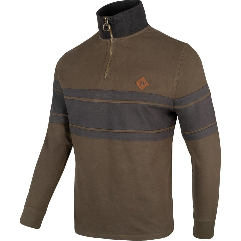 Sudadera half-zip verde con panel de contraste y puños elásticos