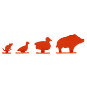Set de dianas de acero ANIMALS con figuras de ratón, paloma, pato y jabalí