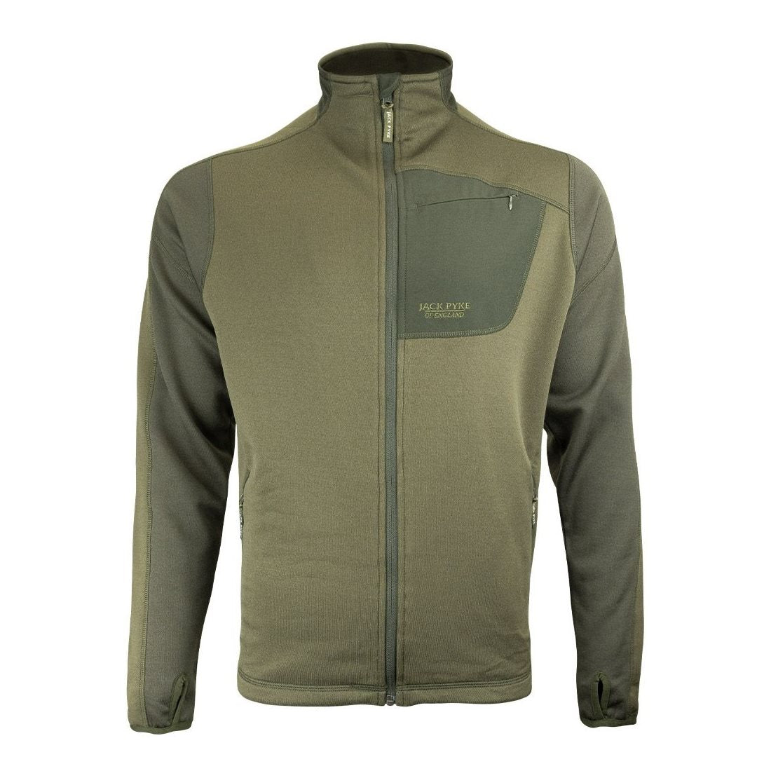 Chaqueta polar Ashcombe Technical JACK PYKE verde, fleece 230 g/m², cierre central y 3 bolsillos