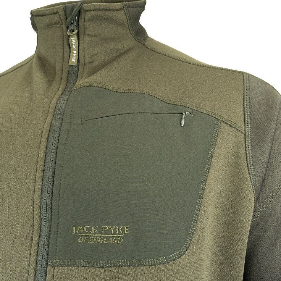 Chaqueta polar Ashcombe Technical JACK PYKE verde, fleece 230 g/m², cierre central y 3 bolsillos