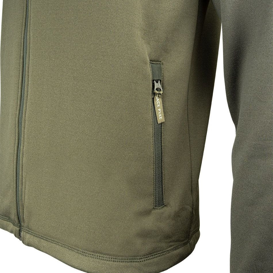 Chaqueta polar Ashcombe Technical JACK PYKE verde, fleece 230 g/m², cierre central y 3 bolsillos
