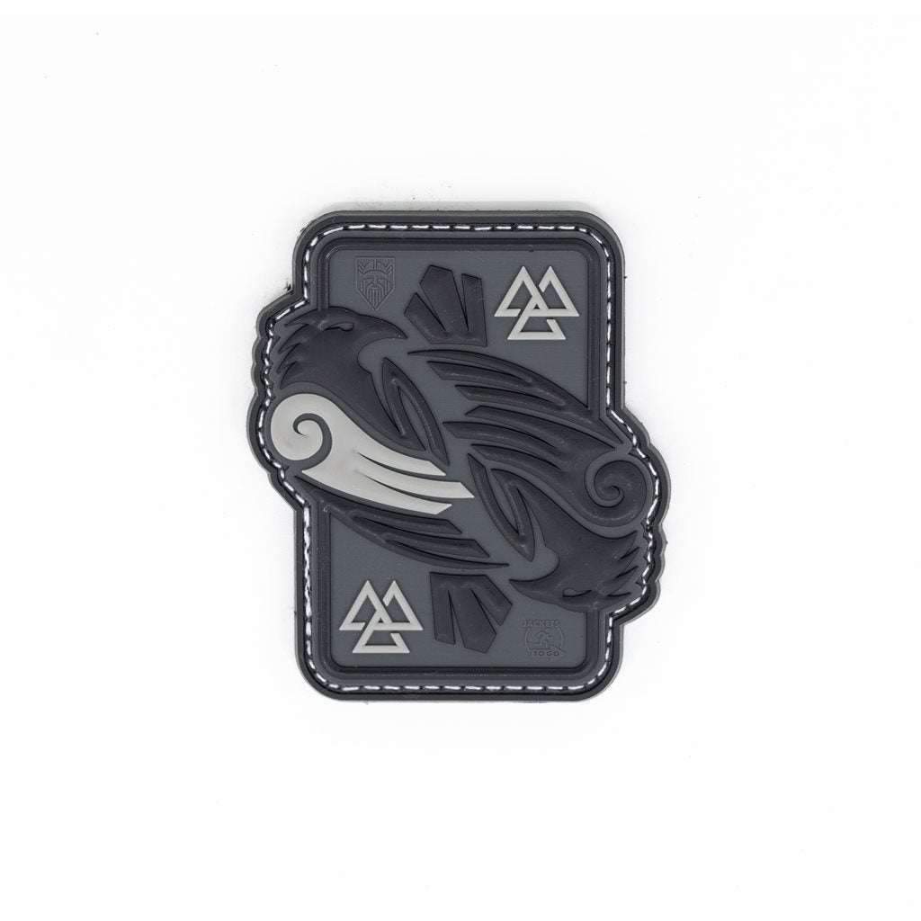 Parche ODINS RAVEN de PVC gris con velcro 7 x 6 cm