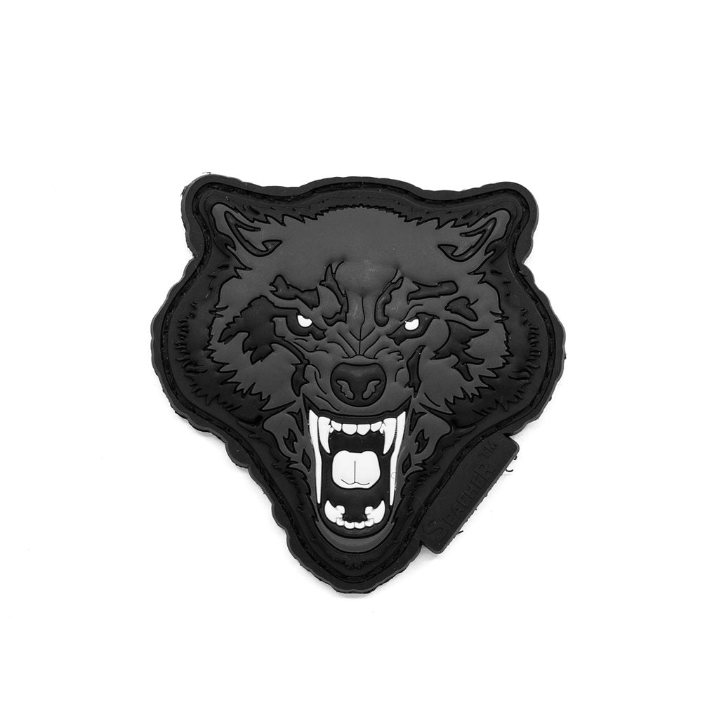 Parche plástico 3D de lobo aullando con velcro, 70 x 670 mm