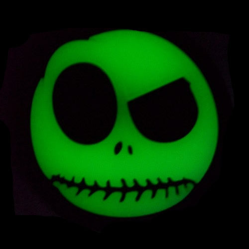 Parche plástico NIGHTMARE SMILEY con Jack Skellington, efecto fosforescente, Ø aprox. 6 cm