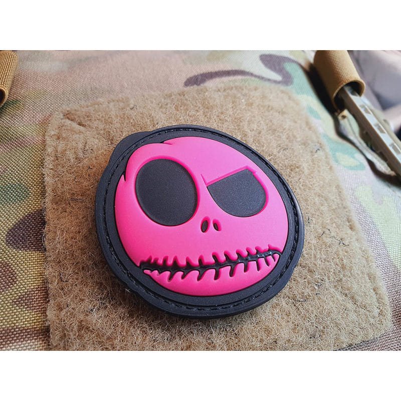 Parche NIGHTMARE SMILEY plástico azul que brilla en la oscuridad, diámetro aprox. 6 cm