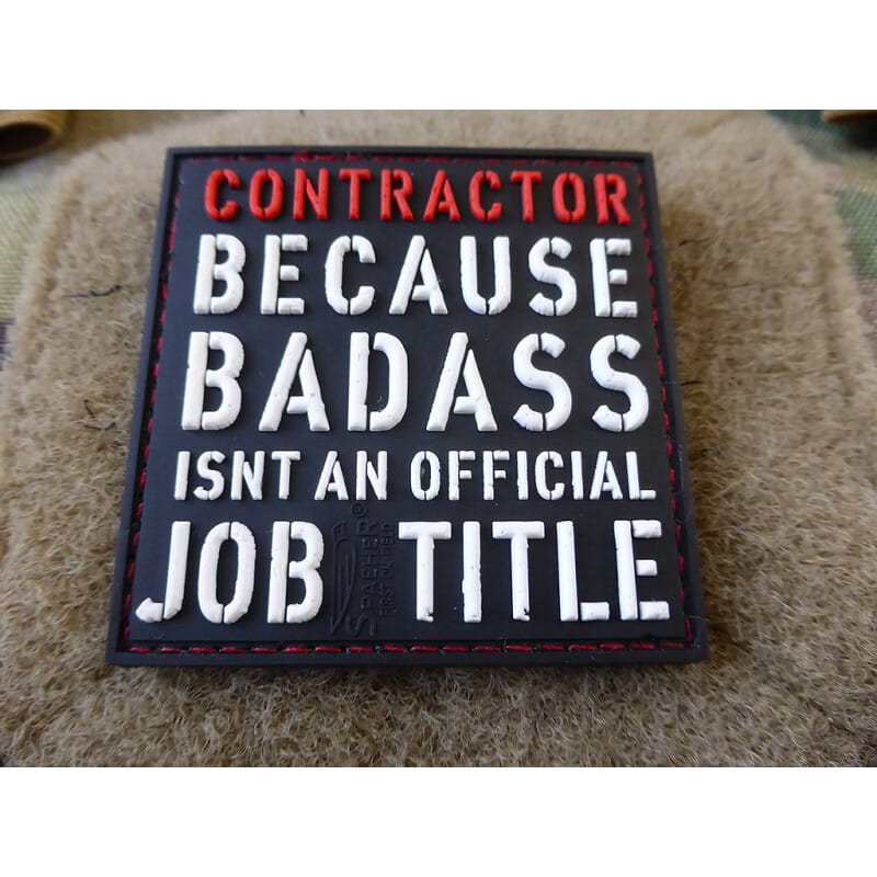 Parche CONTRACTOR BADASS de plástico con velcro 5,5 x 5,5 cm