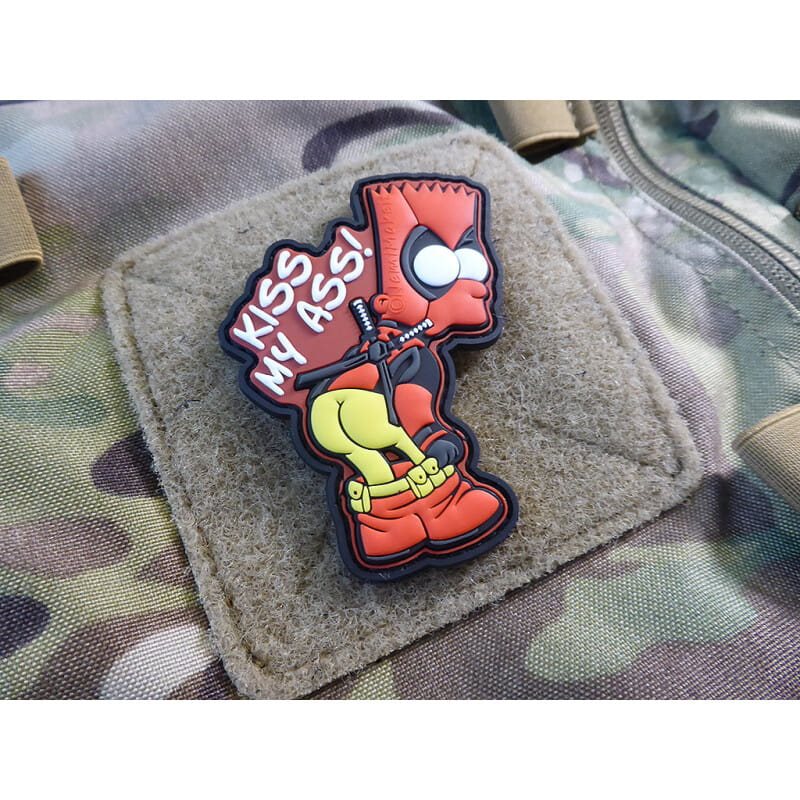 Parche 3D KISS MY ASS de plástico con velcro, 7,9 x 6,2 cm
