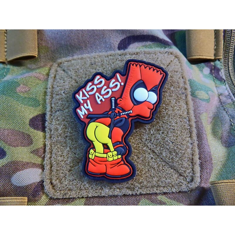 Parche 3D KISS MY ASS de plástico con velcro, 7,9 x 6,2 cm
