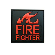 Parche FIRE FIGHTER plástico negro y rojo, aprox. 5x5 cm, con velcro