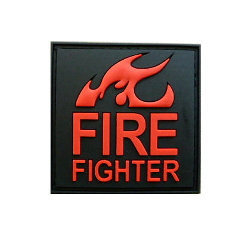 Parche FIRE FIGHTER plástico negro y rojo, aprox. 5x5 cm, con velcro