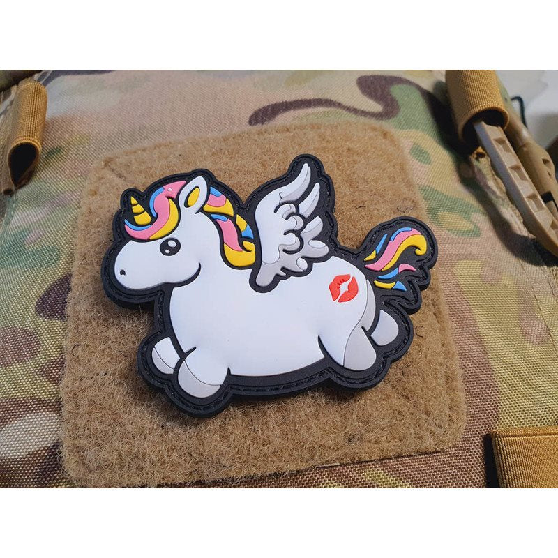 Parche plástico Unicornio KissMyAss para velcro, 7 x 8,2 cm, PVC