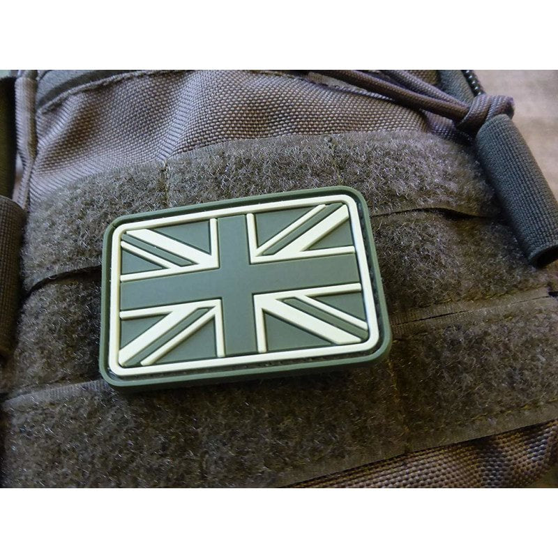 Parche velcro de plástico con la bandera de Gran Bretaña en color verde, 5,5 x 3,8 cm