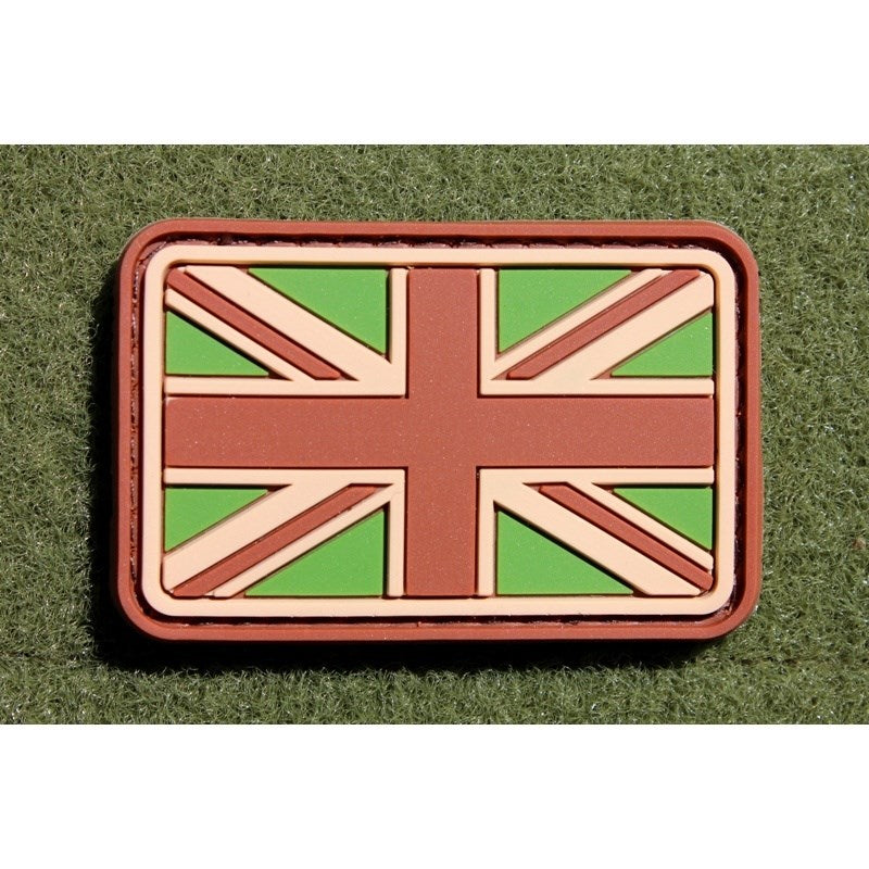 Parche velcro de plástico con la bandera de Gran Bretaña en color verde, 5,5 x 3,8 cm