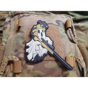 Parche Ghost Sniper de PVC flexible con velcro, aprox. 14,5 x 11,5 cm, brilla al iluminarse