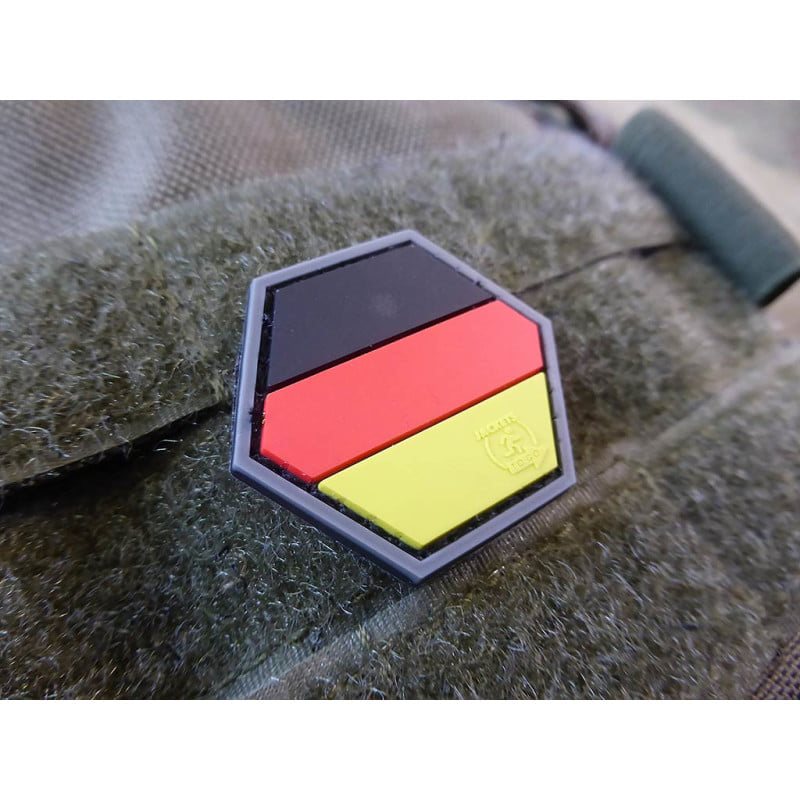 Parche bandera Alemania en PVC con velcro, 3D, aprox. 3,8 x 3,3 cm