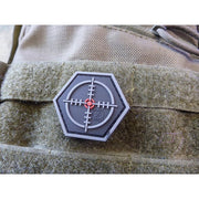 Parche plástico SNIPER SCOPE con velcro y borde cosido, diseño 3D de mira, 3,8 x 3,3 cm