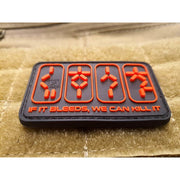 Parche 3D de plástico 'IF IT BLEEDS' con velcro, 6 x 3,5 cm