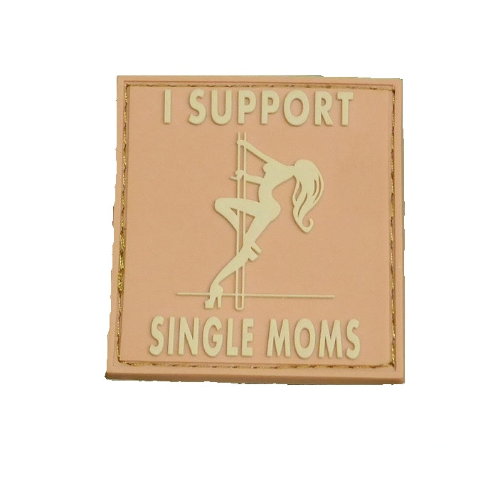 Parche plástico 'I Support Single Moms' DESERT 4,5x5 cm con velcro