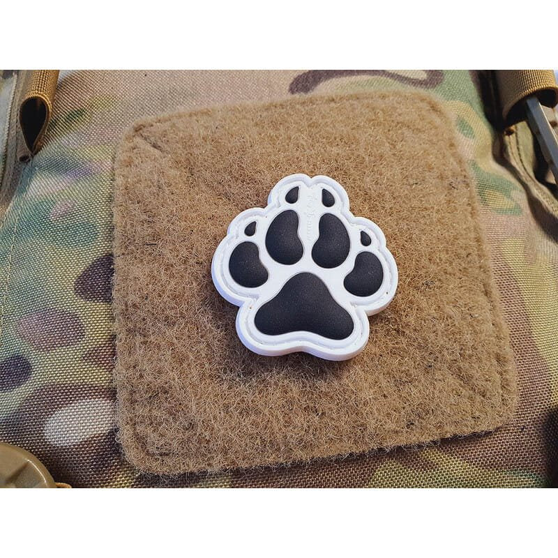Parche K9 huella de perro PVC para velcro, 3,6 x 4,2 cm