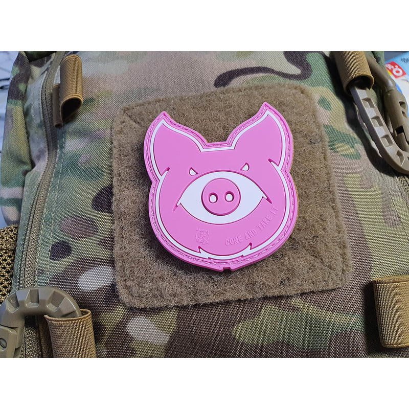 Parche MONSTER PIG de PVC flexible con velcro, aprox. 7,3 x 4,3 cm