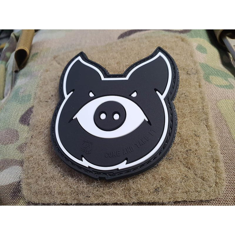 Parche PVC MONSTER PIG con diseño de cerdo y velcro trasero, 7,3 x 4,3 cm