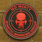 Parche PVC NO MERCY - KINETIC GROUP negro y rojo, aprox. 6 cm, respaldo con velcro