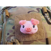 Parche peluche cabeza de cerdo PINKI SMILE con panel velcro