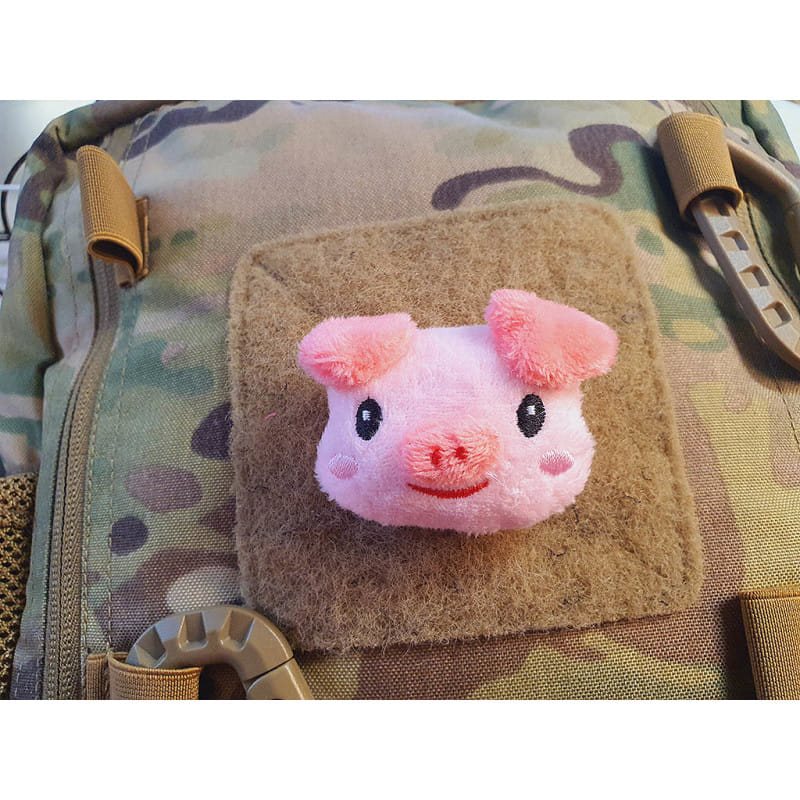 Parche peluche cabeza de cerdo PINKI SMILE con panel velcro