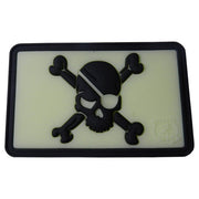 Parche de plástico PIRATA calavera con velcro, brilla en la oscuridad, 70 x 45 mm