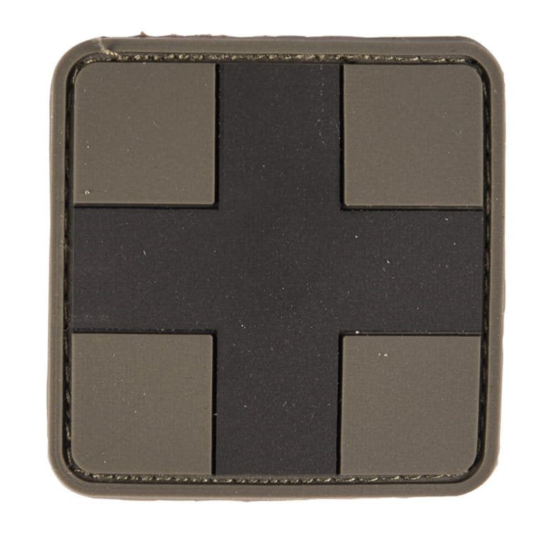 Parche plástico KŘÍŽ MEDIC 5x5 cm negro y rojo con velcro