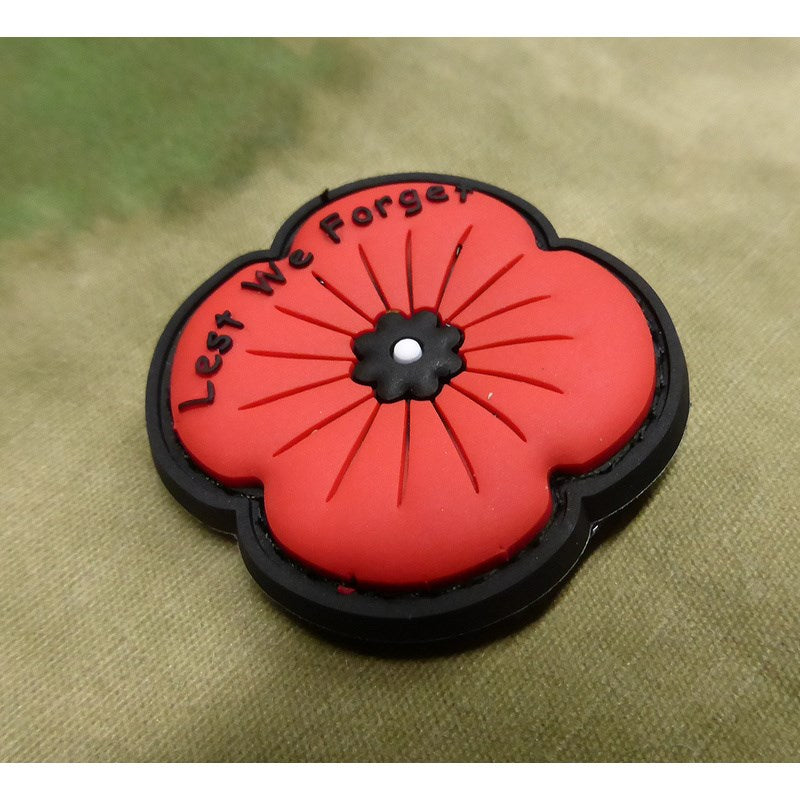 Parche velcro amapola roja 'Lest We Forget' PVC 35x35 mm