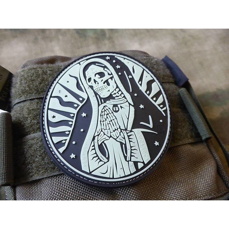 Parche Santa Muerte PVC con velcro, aprox. 90 x 82 mm