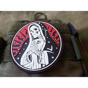 Parche Santa Muerte plástico con velcro, PVC flexible, tamaño aprox. 90 x 82,3 mm