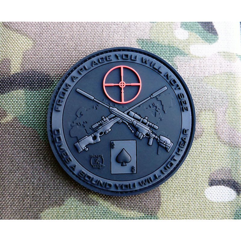 Parche SNIPER DEATH SPADE plástico negro con velcro 7,5 cm