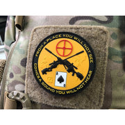 Parche SNIPER DEATH SPADE plástico con velcro y texto, 7,5 cm