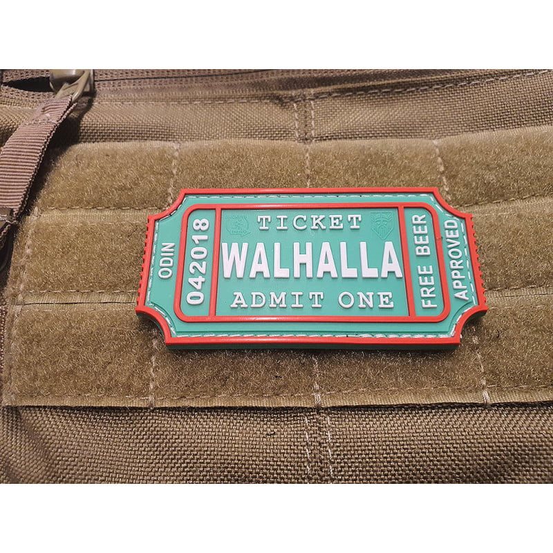 Parche 3D WALHALLA Ticket Beer verde, velcro, 8 x 4 cm