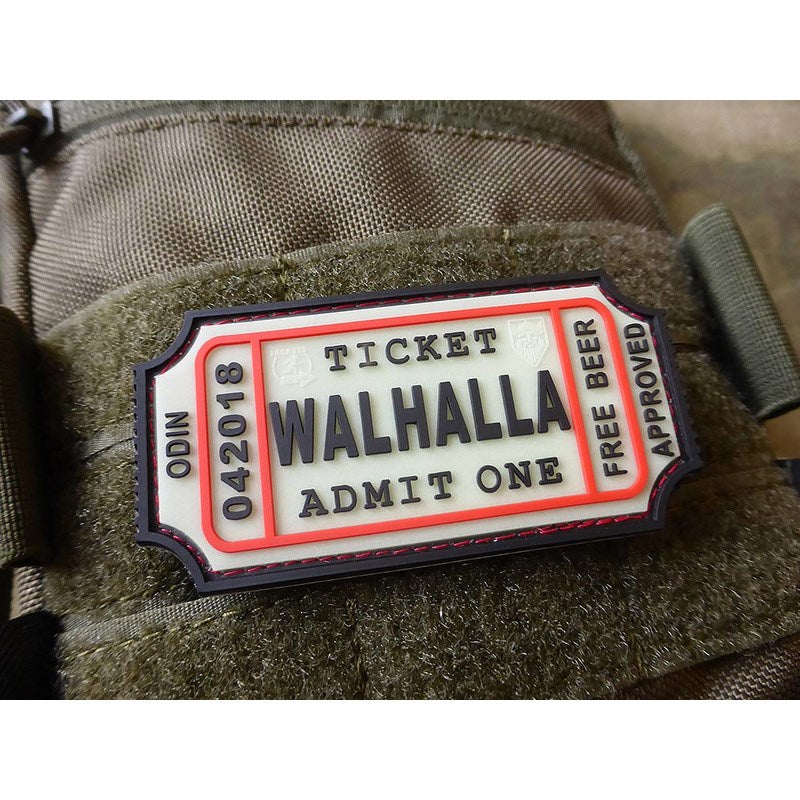 Parche 3D WALHALLA Ticket Beer verde, velcro, 8 x 4 cm