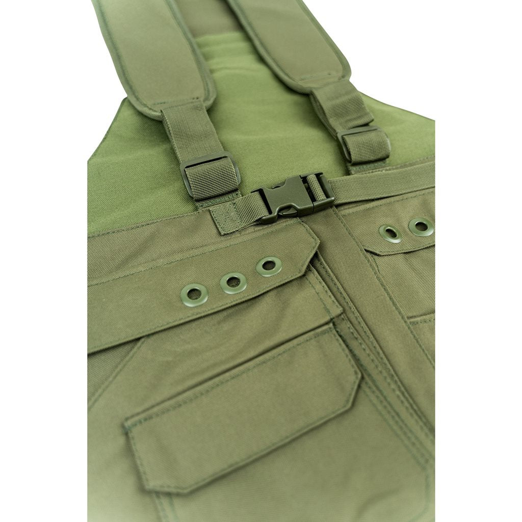 Vesta HANDLERS ZELENÁ - chaleco con múltiples bolsillos y tirantes ajustables en 600D Cordura