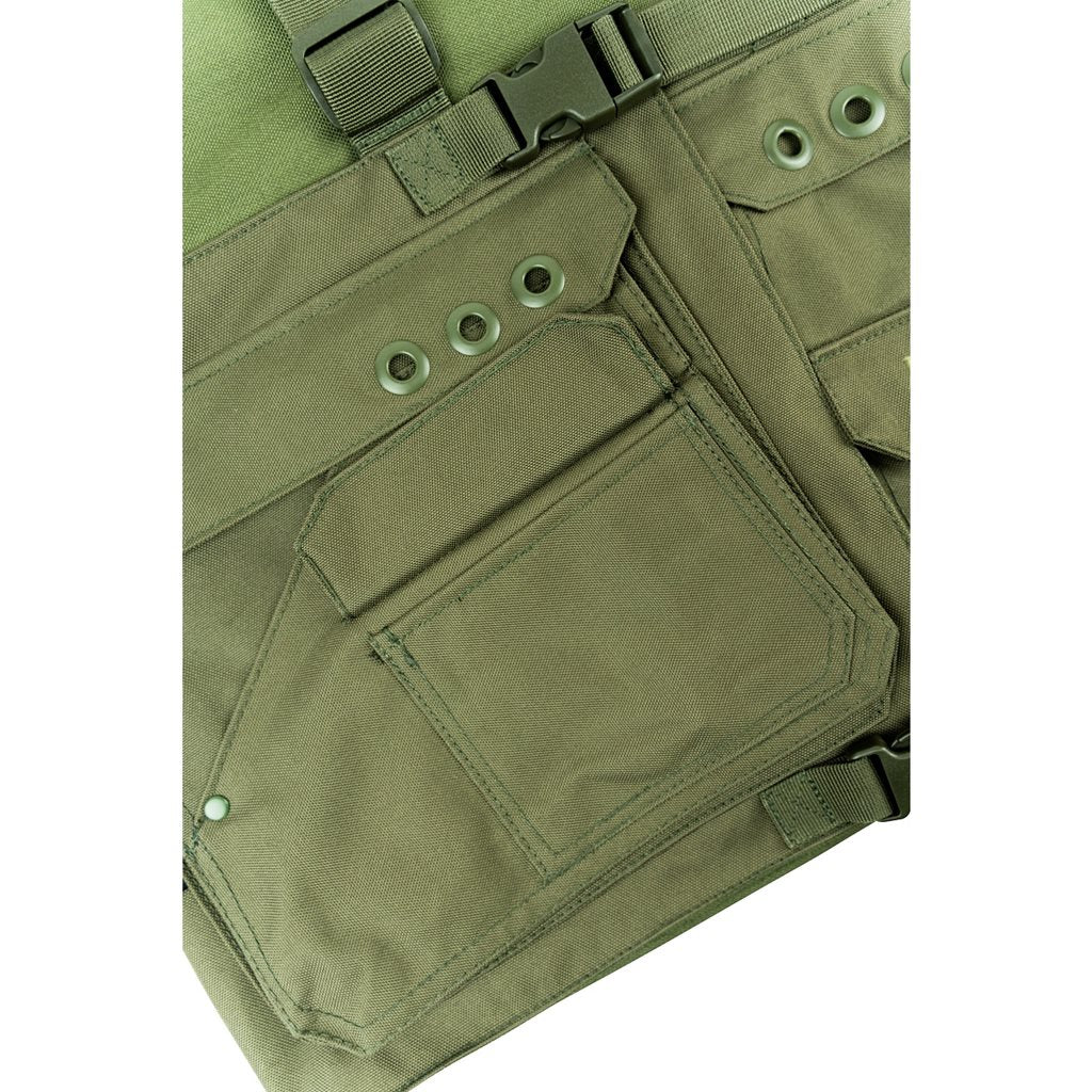Vesta HANDLERS ZELENÁ - chaleco con múltiples bolsillos y tirantes ajustables en 600D Cordura