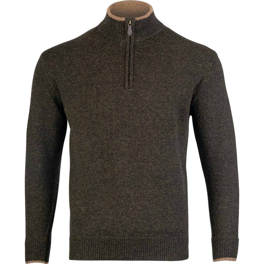 Jersey Ashcombe JACK PYKE 100% lana de cordero color dark olive con cremallera superior