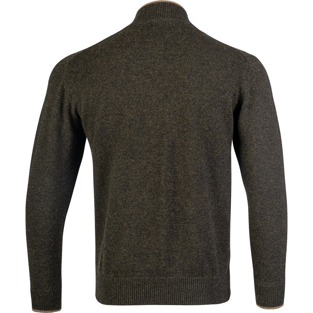 Jersey Ashcombe JACK PYKE 100% lana de cordero color dark olive con cremallera superior