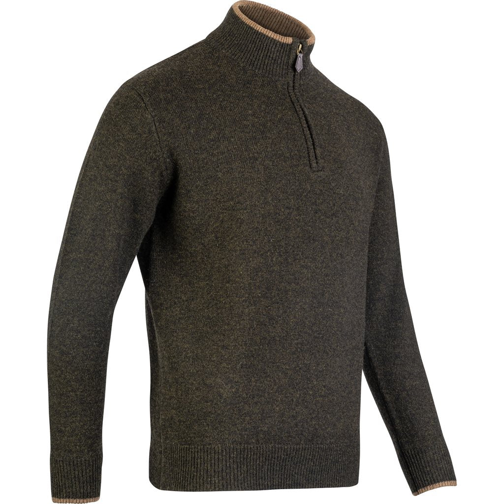 Jersey Ashcombe JACK PYKE 100% lana de cordero color dark olive con cremallera superior
