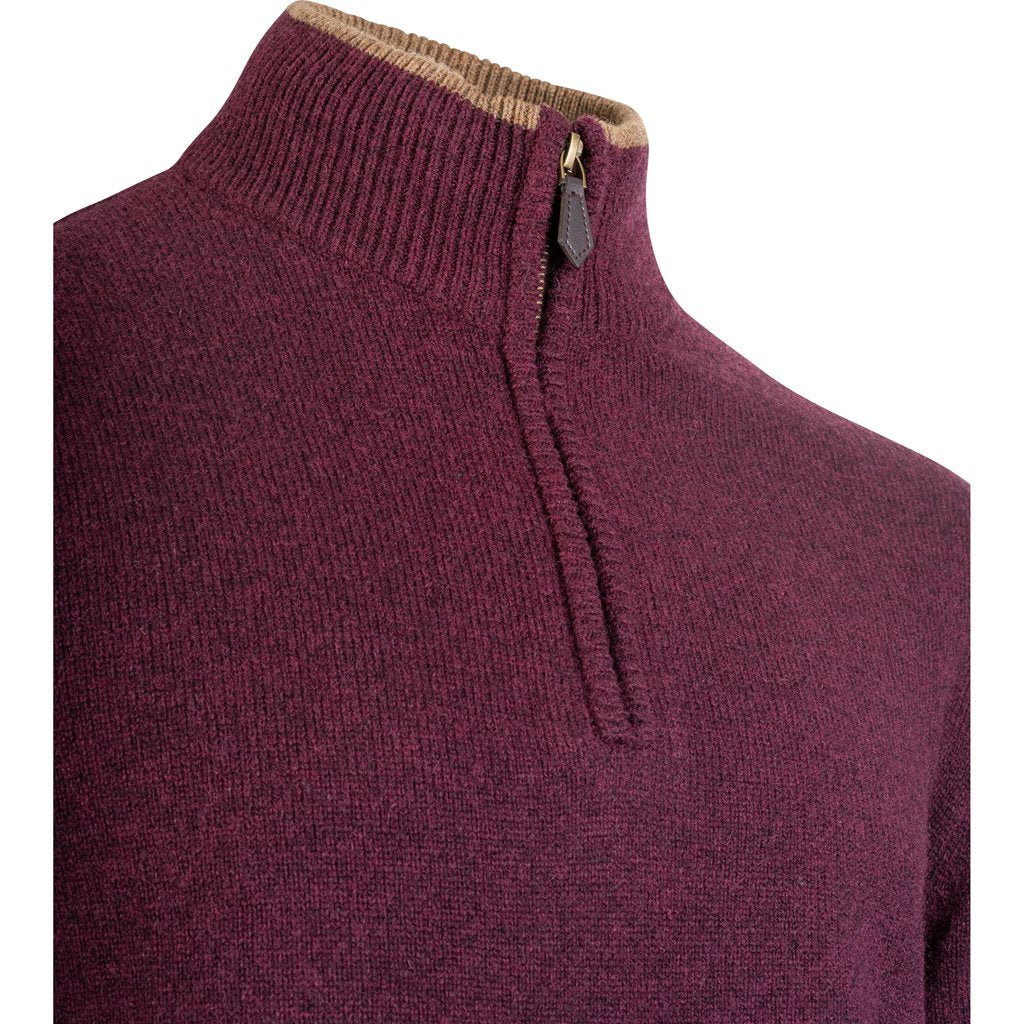 Jersey ASHCOMBE Jack Pyke 100% lana de cordero color plum con cremallera