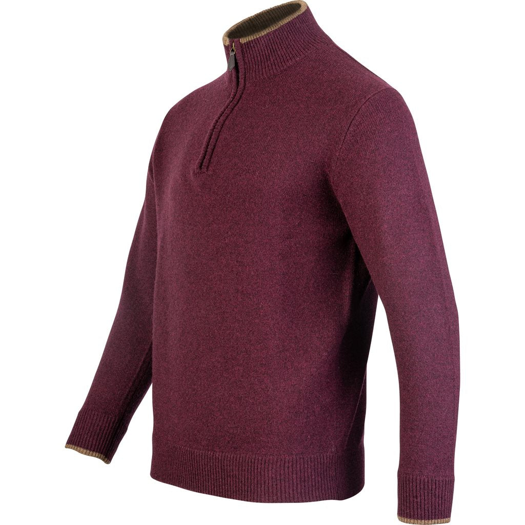 Jersey ASHCOMBE Jack Pyke 100% lana de cordero color plum con cremallera