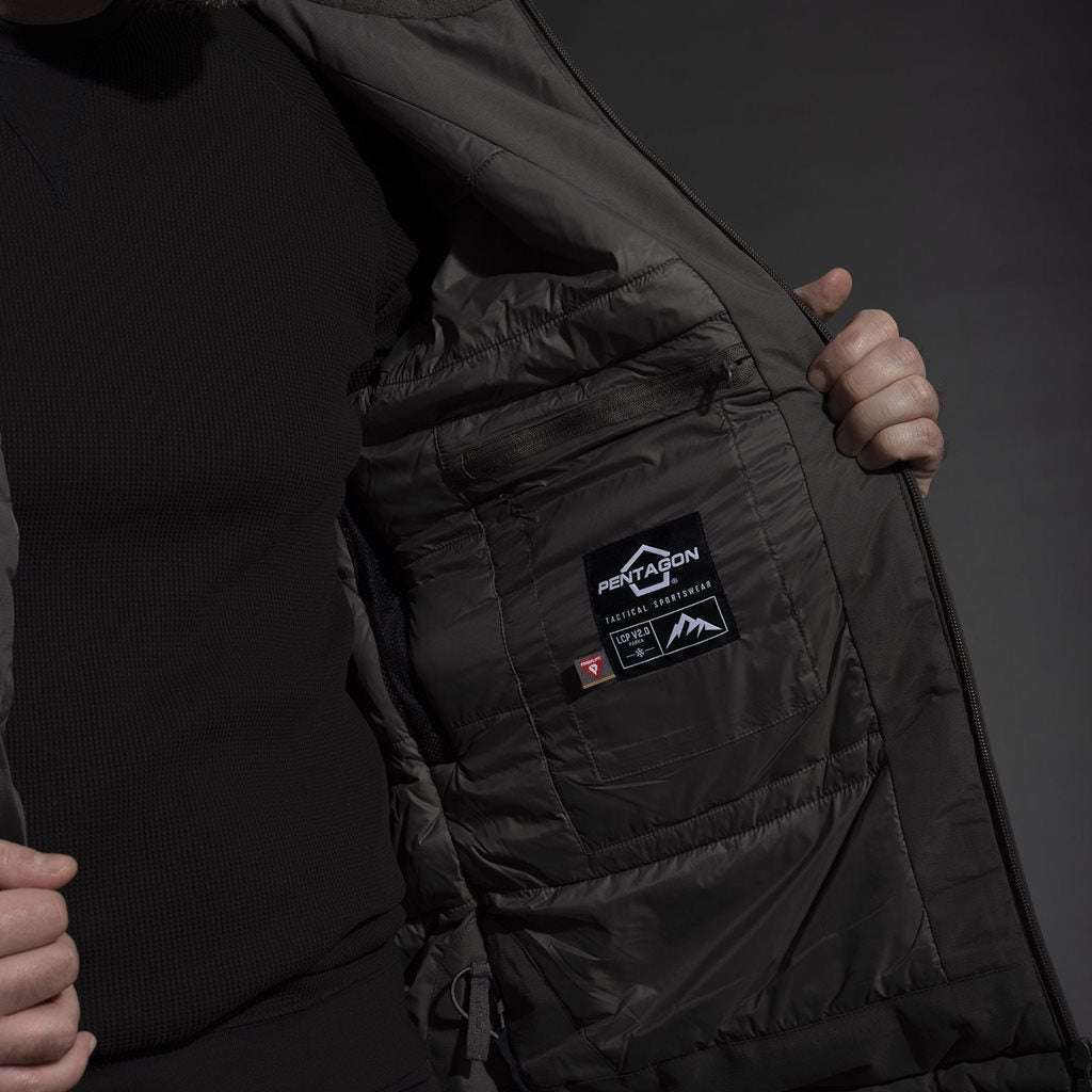 Parka LCP V2.0 Primaloft Negra, chaqueta térmica para hombre
