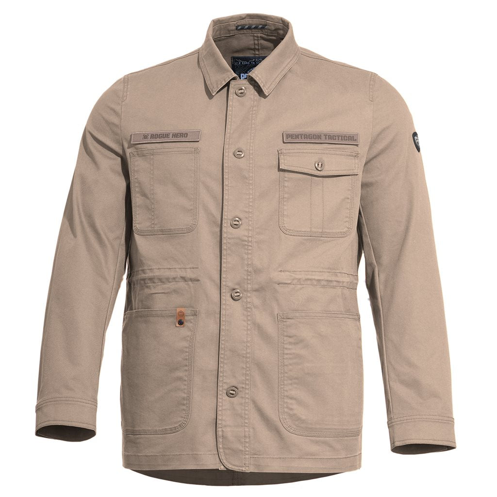 Chaqueta Rogue Hero Field Kaki de perfil bajo en tejido sarga con varios bolsillos