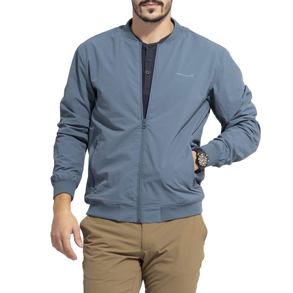 Chaqueta aviador M.A.P1 Charcoal Blue, vista frontal con cierre de cremallera